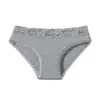 Pantaletas de encaje para mujer personalizadas de fábrica, talla grande, elásticas, de tiro bajo, acanaladas, sexys, de algodón con ribete de encaje