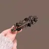 Pinza para el Cabello con Forma de Corazón de Pedrería Negra Estilo Coreano para Mujer, Pinza Lateral para Flequillo, Horquilla de Aleación, Pinza de Pato Accesorio para el Cabello