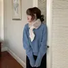 Cachecol Feminino de Coelho Rex Maomao Estilo Coreano Versátil Quente Cachecol de Imitação Outono e Inverno Celebridade da Internet Malha Pelúcia Cachecol Cruzado para Mulheres