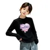 Camiseta Interior Térmica de Felpa Cepillada con Cuello Redondo para Niñas Otoño Invierno Ropa Interior Infantil Top Cálido para Niños Mayores Camiseta con Estampado de Dibujos Animados