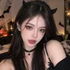 Diadema creativa y peculiar de Halloween con cuernos negros, perfecta para cosplay festivo, sesiones de fotos y actuaciones.