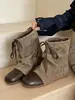 Nuevas botas de plataforma de pierna ancha con cordones de estilo francés para otoño e invierno, botines de moda para mujer de suela plana, versátiles
