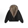 Chaqueta de Algodón con Capucha Doble Cara para Hombre Marca de Moda Retro Versátil Casual Ropa de Abrigo Estilo Americano Color Sólido Holgada Cálida