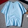 Camiseta de Verano de Algodón Lino de Manga Corta para Hombre Talla Grande Suelta de Media Manga Camiseta para Hombre Estilo Chino Marca de Moda Lino Cuello en V Top Ropa