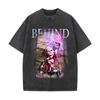 Playeras de Algodón Puro Estampadas para Hombre y Mujer Verano Holgadas Cuello Redondo Tops de Manga Corta para Hombre y Mujer Americano Nuevo Alta Calle Retro Viejo