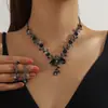 Transfronterizo Amazon Temu Aliexpress Joyería de Venta Caliente Collar de Ladrillo de Agua Pendientes Conjunto de Joyería Nupcial de Boda Al por Mayor
