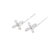 Brinco de Flor Fosca com Tassel Longo Íris Doce Osmanthus Corrente de Orelha Gardênia Elegante Fina Prata