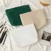Bolsa de lona de pana de gran capacidad para mujer, estilo coreano, para guardar loción, cepillo, neceser portátil, bolsa de lona para cosméticos