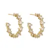 Brincos C-Shaped Versáteis de Alta Qualidade, Nicho de Moda para o Dia a Dia, Simples, Doces, Cool, com Pedras Preciosas, Zircônia Cúbica para Mulheres