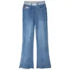 Fabricantes Procesamiento Personalizado de Fábrica de Mezclilla Estilo Femenino Jeans Procesamiento de Mezclilla Oem Jeans Casuales para Mujer