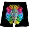 Pantalones de Playa Estilo Primavera 2024 León Lobo 3D Amazon Moda Verano Casual Rectos Estampados Pantalones Cortos para Hombre