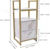 Suministro Directo Transfronterizo Gabinete de Noche para Dormitorio Patrón de Mármol MDF Mesa Lateral para Sofá Estante Metálico Dorado Se Puede Reconfigurar