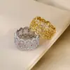 Anillo de Encaje Hueco de Plata Pura Muy Vendido Transmitido en Vivo para Mujeres, Modelo Nuevo con Fino Diseño de Oro Negro, Artesanía Italiana, Popular en Xiaohongshu
