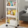 Estante pequeño con ruedas para el hogar, para snacks, de piso, multicapa, para sala de estar, con bolsa de almacenamiento, móvil, cocina, cesto para frutas y verduras
