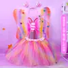 Decoración de Mochila de Alas de Mariposa Luminosas para Niños Juguete Varita Mágica para Niña Pequeña Disfraz de Hada Princesa Falda Rosa