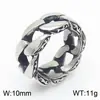 Anillo para Hombre de Cadena Retorcida Fundición de Acero de Titanio Borde con Relieve de Acero Inoxidable Punk Anillo de Cadena de Eslabones Cubanos Transfronterizo Europeo y Americano