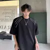 Camiseta de Manga Corta High Street para Hombre 2025 Nueva Marca de Verano Tendencia Diseño Rígido Escote Pequeño Top de Media Manga