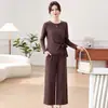 Conjunto de otoño y primavera para madre, nuevo conjunto de dos piezas para mediana edad y mayores, moderno, casual, adelgazante, talla grande, conjunto versátil