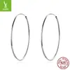 Brincos de Prata Esterlina S925 AliExpress Transfronteiriços Brinco Grande Banhado a Platina para Mulheres Moda Simples Estilo Europeu e Americano