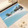 Alfombra de Baño Paisaje de Ola de Mar 3D Playa Costa Tierra de Diatomeas Suave Entrada de Baño Alfombra Absorbente de Agua Antideslizante