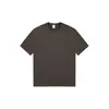Camiseta de Manga Corta Nueva Holgada de Color Sólido con Bolsillo y Cuello Redondo Acanalado Reforzado de Algodón de Fibra Larga Estilo Japonés Cepillado de Fibra de Carbono para Hombre