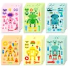 Transfronterizo 6 Hojas/Paquete Pegatinas de Rompecabezas de Robot de Dibujos Animados Juguetes para Niños Material Creativo Pegatinas que Cambian de Cara Nuevo Estilo
