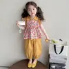 Conjunto Estampado Floral para Meninas Verão 2026 Novo Moda Verão Infantil Conjunto Leve de Duas Peças para Bebês Meninas