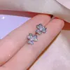Moda Feminina Trendy da Internet Design de Nicho Brilho de Trevo de Diamante Brilhante Brincos Distintivos Colar Feminino Anel de Flor