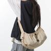 Bolsa tipo puff estilo preguiçoso para viagem feminina, bolsa de tecido plissada com cordão, design de nicho, casual, grande capacidade, bolsa tiracolo de ombro único para mulheres