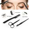 Recortador de Cejas Plegable de Acero Inoxidable para Principiantes Set de 12 Piezas con Peine Pinza para Cejas Cepillo para Pestañas Negro