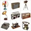 Modelos de Objetos Antigos Nostálgicos Retrô: TV Preto e Branco, Toca-Discos, Telefone, Celular Vintage, Adereços para Fotos, Decorações