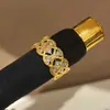 Anel de renda Buccellati para mulheres, banhado a ouro 18K, estilo corte vintage, design vazado com diamantes, anel ajustável