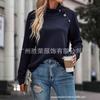 2025 Nuevo Comercio Exterior Transfronterizo Ropa Europea y Americana Estación Independiente Wish Aliexpress Popular Sudadera de Cuello Alto Acolchada de Color Puro