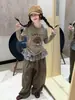 Conjunto moderno de estilo urbano para niña pequeña, ropa para adolescentes, camiseta popular de otoño para estudiantes de secundaria