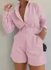 Venta caliente transfronteriza de Amazon para mujeres europeas y americanas 2024 Nuevo traje corto de moda casual con pantalones y camisa de manga larga