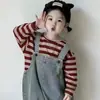 Ropa Infantil Coreana para Niñas Peto de Mezclilla con Parches Estilo Retro 2026 Nuevo Lindo Conjunto de Mono Holgado para Bebés