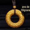 Laos Folheado a Ouro Ouro Ouro Herança Antiga Moeda Oca Fivela de Seda Paz Colar Pingente Folheado a Ouro Latão