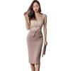 Verão 2026 Novo Estilo Estilo Coreano Ol Elegante Renda Costurada Saia Suspensa Bodycon Justa ao Corpo Vestido com Fenda para Mulheres