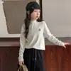 Camiseta Base de Manga Larga para Niñas 2026 Otoño/Invierno, Nuevo Estilo Coreano, Cuello Semi-Alto, Estampado de Cerezas, Versátil para Estudiantes, Moderna