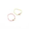 Anillo de cuerda elástica con cuentas de cristal rosa y verde simple de estilo coreano, anillo de perla de agua dulce natural para mujer