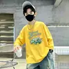 Camiseta básica de algodón puro de manga larga, ropa infantil estilo primavera y otoño, camiseta interior para niños, top para niños, diseño de dibujos animados moderno para niños mayores