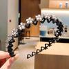 Arco de cabelo feminino clipe coreano simples strass ameixa onda cartão de cabelo adulto lavar pressão cabelo cinto antiderrapante grampo de cabelo dentado arco de cabeça