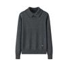 Suéter de Cashmere Feminino Gola Lapela Malha Malha Grossa Tendência Manga Longa Cor Sólida Pulôver Malha Camiseta Básica de Tricô