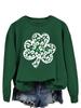 Blusa Casual Versátil Feminina Europeia e Americana Verde Trevo Estampa de Leopardo Moda Primavera e Outono Nova Moda Moletom Versátil