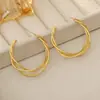Aretes Metálicos Minimalistas en Forma de C de Tres Capas de Alambre Retorcido con un Toque de Lujo Ligero, Aretes Circulares con Pines de Plata S925