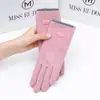 Luvas de Outono e Inverno Femininas com Forro de Lã Espessadas para Ciclismo ao Ar Livre, Condução de Tram, à Prova de Vento, à Prova de Frio, com Tela Sensível ao Toque, Luvas Quentes de Inverno