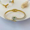 Nuevo brazalete simple de serpiente con diamantes completos para mujer, acero de titanio, medio anillo de diamante, oro rosa, abierto, brazalete de serpiente pequeño de alta gama
