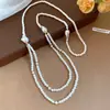 Colar de Pérolas Dupla Camada, Corrente de Clavícula de Luxo Leve e de Alta Qualidade, Fashion e Versátil, Estilo Doce e Cool, Acessórios de Corrente para Pescoço para Atacado