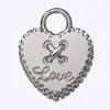 Colgante de Corazón Retro Colorido con Inscripción Doble Cara Cadena Hecha a Mano DIY Collar Colgante de Amor Accesorios Material para Joyería