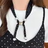 Colar Cachecol de Seda com Bolinhas Bege para Mulheres, Design de Alto Padrão, Lenço de Pescoço Elegante, Corrente para Suéter, Acessório Versátil de Nicho
